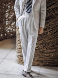 AIDASE  -  Summer Casual Draped Straight Trousers For Men Office Fashion Solid Color Pleated Suit Pants Mens Vintage Trousers Naples