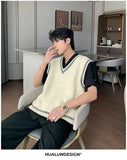 AIDASE  -  Loose Men's Knitted Sweater V-Neck Autumn Winter New Style College Wind Vest Twisted Korean Version Loose Top for Men aidase-shop