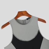 AIDASE  -  Men Bodysuits Patchwork Color-block O-neck Sleeveless Male Rompers Playsuits Streetwear Workout 2025 Summer Bodysuit Men aidase-shop
