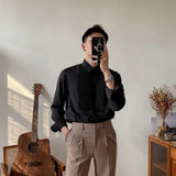 AIDASE  -  Summer New Men's Solid Color Pleated Splicing Long Sleeve Shirt Retro Luxury Elegant Fashion Trend Loose Casual Men's Tops aidase-shop