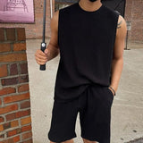 AIDASE  -  Men Ice Silk Set Summer Thin Quick Dry Loose Sleeveless T Shirt Casual Shorts Vest Sports Tank aidase-shop