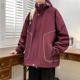 AIDASE  -  Men Spring Autumn Solid Color Jacket Line Sense Design Version Loose Thin Fashion Trend All-purpose Fabric Breathable Comfort aidase-shop