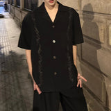 AIDASE  -  Embroidered Fashion Men Shirt Versatile Short Sleeve V-neck Single Breasted Design Loose Men Tops Summer Menswear aidase-shop