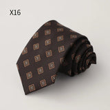 AIDASE  -  New Trendy Men's Silk Ties Jacquard Dot Floral Necktie 8cm Brown Green Neck Tie Daily Wear Shirt Suit Cravat Wedding Groom Gift aidase-shop