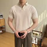 AIDASE  -  High-quality Solid Color V-neck Men's Breathable Moisture-wicking Polo Shirt, Stretchable T-shirt for Casual Business Wear M-6XL aidase-shop