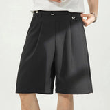 AIDASE  -  Casual Mens Loose Wide Leg Shorts Spring Summer Stylish Solid Color Straight Bottoms Men Fashion Draped Baggy Shorts Streetwear aidase-shop