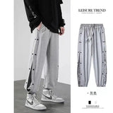 AIDASE  -  Cashew Flower Placket Pants Durable Colorfast No Pilling Hong Kong Style Drawstring Leisure Trendy American aidase-shop