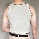 AIDASE  -  Summer New Casual Mens Ribbed Vest Sexy Stretchy Slim See Through Tank Tops For Men Daily Leisure Sleeveless Crop Camisoles aidase-shop