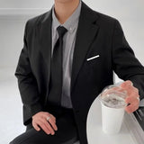 AIDASE  -  Casual Men's Suit Jacket Spring Autumn Black Business Formal Korean Trendy Lightweight Mature Single Button Polyester Viscose aidase-shop