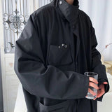 AIDASE  -  American New Simple Workwear Black Jacket Men Trendy Handsome Loose Korean Streetwear Versatile Large Size Student Jacket aidase-shop