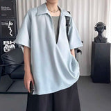 AIDASE  -  Fake Two-Piece Men's Tops Stylish short sleeve simple solid color male t-shirt summer new trend all-match menswear 21E6628