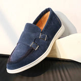 AIDASE  -  Suede Leather Men's Business Casual Shoes Handmade Double Buckle Loafers Leisure Slip on Flats Outdoor Male Driving Moccasins aidase-shop