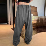 AIDASE  -  Men Striped Pants Lace Up Joggers Loose Casual Straight Trousers Men Streetwear 2025 Fashion Leisure Male Long Pants aidase-shop