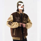 AIDASE  -  Loose American Baseball Jacket Street Style Print Splicing Thickened Casual Spring Autumn Outerwear for Men High Street Fashion aidase-shop