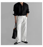 AIDASE  -  Lapel Pit Stripe Texture Long Sleeve Shirt Men's Casual Business Shirt High-end Drapery Light Versatile Top Male Blouse aidase-shop