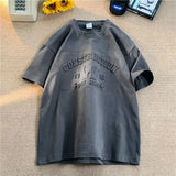 Aidase Fashion Heavyweight Men Women Pure Cotton Loose Large Size Trendy Short-sleeved Korean Version 2024 New Casual All-match T-shirt aidase-shop