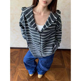 AIDASE  -  American Lazy Sle Hooded Knitted Open Cardigan Men Women Autumn Winter Loose Striped Sweater Jaet Casual Loose Fit aidase-shop