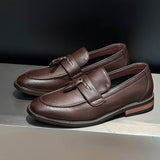 AIDASE  -  Men Business Leather Shoes Black-brown Color Men Casual Simple Ankle Strap Slip-on Shoes One-piece Loafers Size 38-44  Men Shoes aidase-shop
