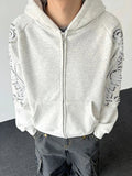 AIDASE  -  Spring New Casual Mens Hooded Sweatshirts Long Sleeve Zip-up Letter Printed Rivet Hoodies For Men Fashionable Loose Hoodie aidase-shop