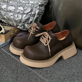 AIDASE  -  Fashionable Men Large-headed Derby Shoes Casual High-end Thick-soled Height-increasing Leather Shoes British-style Casual Shoes aidase-shop