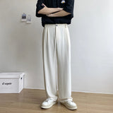 AIDASE  -  Black Beige Suit Pants Men Fashion Social Mens Dress Pants Korean Loose Straight Casual Pants Mens Office Formal Trousers M-2XL aidase-shop