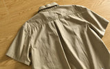 AIDASE  -  Men's Khaki Cotton Short Sleeve Polo Shirt Casual Button Loose Fit Breathable Workwear Daily Tops aidase-shop
