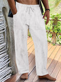 AIDASE  -  Trendy Loose Ripped Straight Pants Mens New Casual Solid Color Drawstring Baggy Trousers For Men Summer Fashion Loose Pants aidase-shop