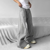 Aidase Mens Casual Niche Wide Leg Pants Genderless 2024 New American Streetwear Versatile Simple Solid Color Floor-Mopping Pants Unisex aidase-shop