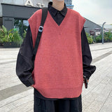 AIDASE  -  Hong Kong style loose autumn and winter men's vest knitted sweater for outerwear trendy camisole college style V-neck loose aidase-shop