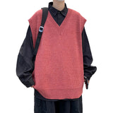 AIDASE  -  Hong Kong style loose autumn and winter men's vest knitted sweater for outerwear trendy camisole college style V-neck loose aidase-shop