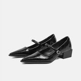 AIDASE  -  New Womens Mary Jane Shoes Fashion Soft Leather Low Heels for Woman French Pointed Tip Casual Shoes Designer Shoes Zapatos Mujer aidase-shop