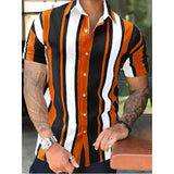 AIDASE  -  New Men's Summer Stripes Printed Four-Sided Stretch Single-Breasted Short Sleeve Shirt aidase-shop