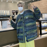 AIDASE  -  Retro Color Block Men's Knitted Sweater Loose Gradient Striped Open Cardigan Casual Style Autumn New Arrival Lazy Fashion aidase-shop