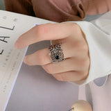 AIDASE  -  Retro Mongolian Flower Pattern Ring For Men Women Silver Color Gothic Adjustable Ring Handmade Unisex Jewelry Accessories Gift aidase-shop