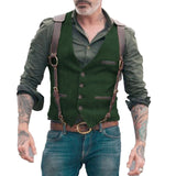 Aidase Herringbone Men's Vests Men Brown Waistcoat Vest Man Steampunk Jacket Striped Tweed V-neck Slim Fit Gilet Wedding Clothing aidase-shop