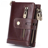 AIDASE  -  Men's Short Genuine Leather Wallet Vintage Coin Purse Top Layer Cowhide Vertical Card Holder Large Capacity aidase-shop