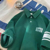 24.79Aidase American Hip-hop Street Trend Men and Women Summer Personality Waffle Polo Short Sleeved Couple Loose Casual T-shirt Harajuku aidase-shop