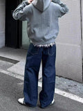 AIDASE  -  American High Street Vibe Basic Blue Jeans Men Loose Straight Leg Casual Retro Fit Jeans Long Pants Trendy Denim Trousers aidase-shop