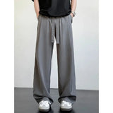 AIDASE  -  Korean Classic Blue Black Gray Male Brand Trousers Plus Size Men's Casual Straight Long Loose Pants Stretch Elastic Waist Jogger aidase-shop