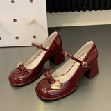 AIDASE  -  New Women Mary Jane Shoes Sweet Round Head High Heels for Woman Fashion Patent Leather Casual Shoes Designer Shoes Zapatos Mujer aidase-shop