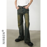 AIDASE  -  Washed To Make Old Loose Micro-flared Jeans, Men's Four Seasons New Fashion Straight Wide-leg Pants, Casual Floor-length Jeans aidase-shop