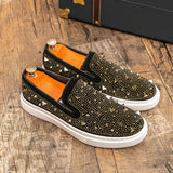 AIDASE  -  Men Casual Fashion Board Shoes Black Gold Men Lightweight Comfortable Brand Loafers British Business Office Travel Shoes 38-45 aidase-shop