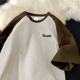 25.06Aidase Summer Patchwork Men and Women Personalized Letter Print Short Sleeved American Loose Trend Simple Casual T-shirt Top Harajuku aidase-shop