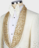 Aidase Luxury Men Suit Pearl Beading Jacquard Satin Shawl Lapel Single Breasted Formal Groom Wear 3 Pieces Blazer Vest pant Custom Made aidase-shop