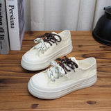 AIDASE  -  Hot Sale Women Thick Sole Canvas Shoes Vintage Fashion Students Breathable Lace-Up Sneakers Platform Black Sports Shoes aidase-shop