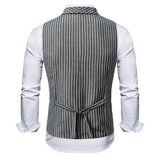AIDASE  -  Trendy Slim Fit Mens Waistcoats Spring Casual Turn-down Collar Double-breasted Vest Jacket For Men Autumn Vintage Striped Coats aidase-shop