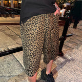 AIDASE  -  Men's Shorts Button Leopard Printing Joggers Summer Casual Men Bottoms Loose Streetwear 2025 Fashion Male Shorts S-5XL