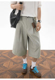 AIDASE  -  Men's Japanese Cityboy Cropped Wide Leg Suit Shorts Pleated Linen Texture 7/8 Length Casual Culottes Pants aidase-shop