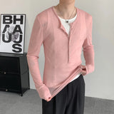 AIDASE  -  Summer Fashion Trendy Elastic Slim Fit Design Long Sleeved 2025 Korea Fashion Round Neck Luxury Male Tops aidase-shop