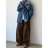 AIDASE  -  Retro Loose Straight Leg Casual Pants Men's Workwear Wide Leg Long Trousers Spring Autumn Japanese Style Casual Pants aidase-shop